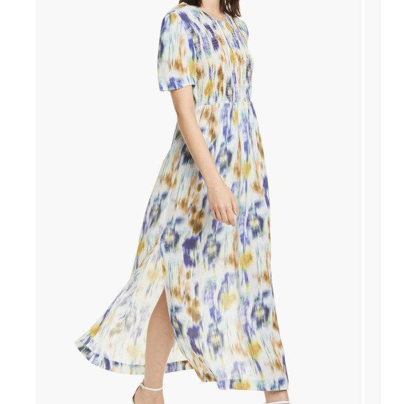 Baum und Pferdgarten Adamaris Silk Blend Smocked Bodice Midi Dress 36 EU, US 4/6 - Picture 1 of 8